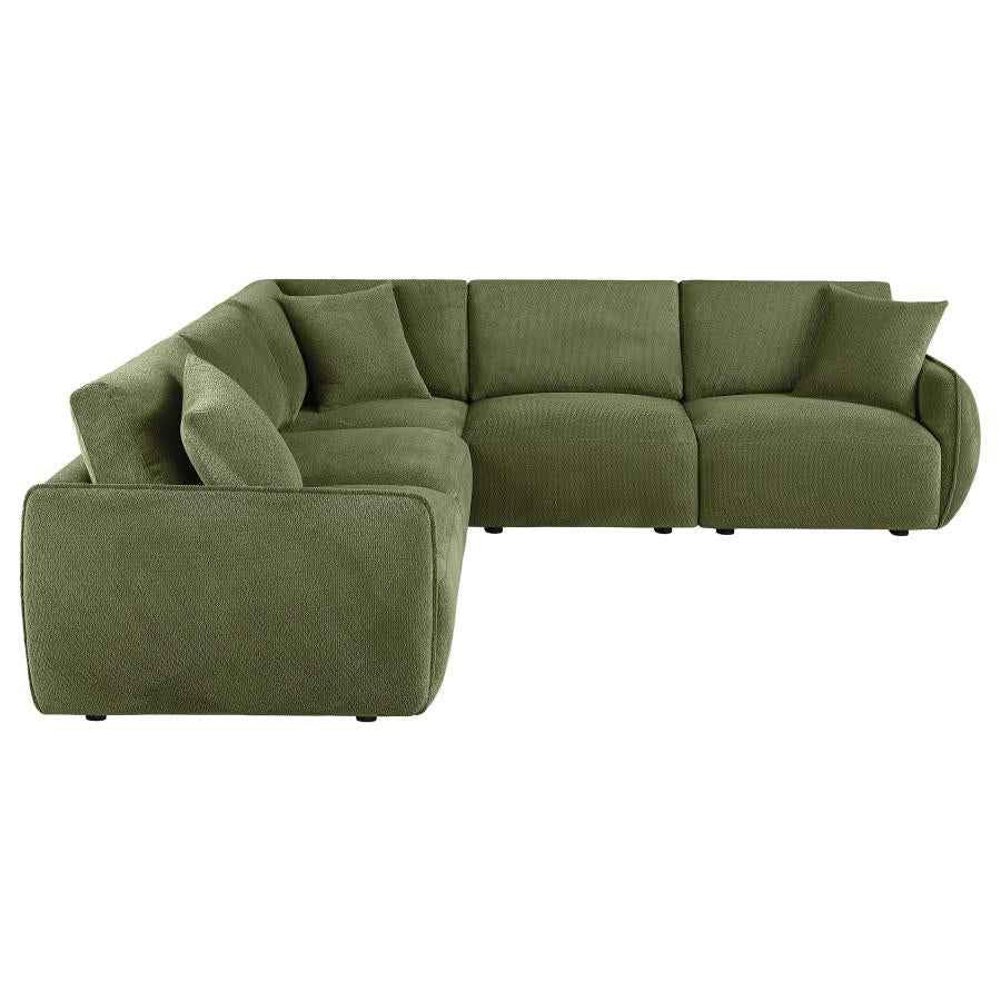 Elysia 5-piece Fabric Upholstered Modular Sectional Sofa Green
