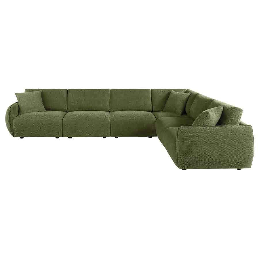 Elysia 6-piece Fabric Upholstered Modular Sectional Sofa Green