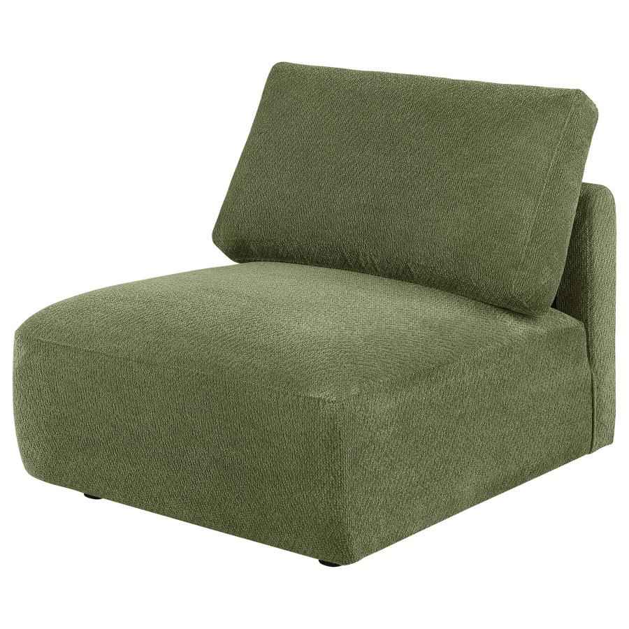 Elysia Fabric Upholstered Modular Armless Chair Green