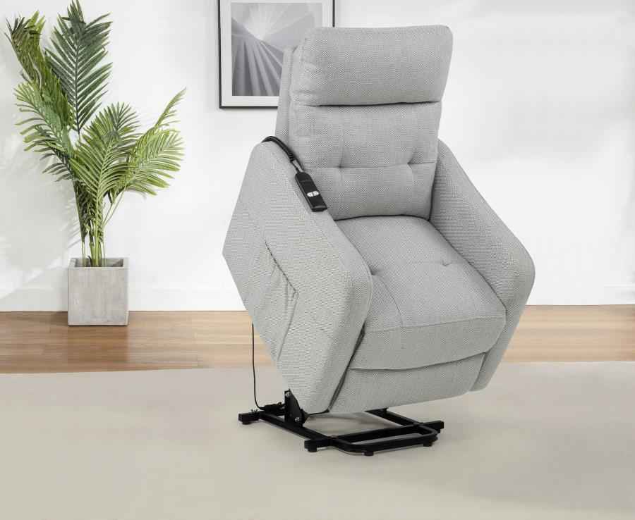 Dayes Upholstered Power Lift Recliner Chair Light Grey
