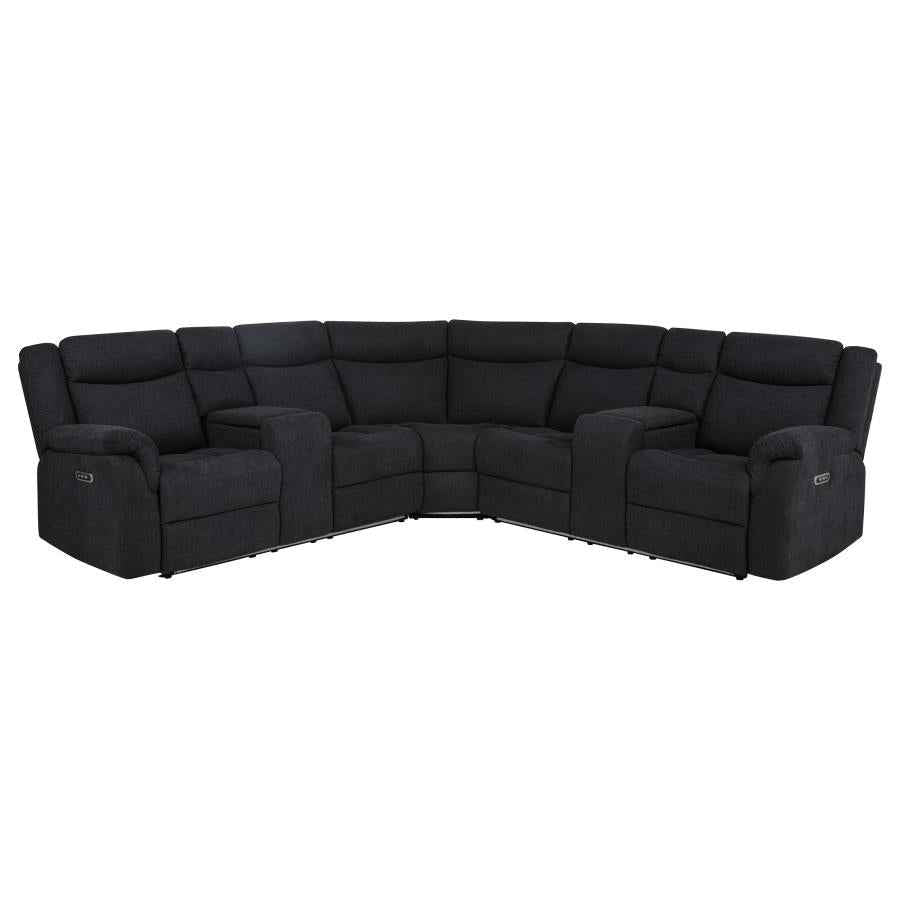 Hagen Upholstered Power Reclining Sectional Sofa Steel Grey