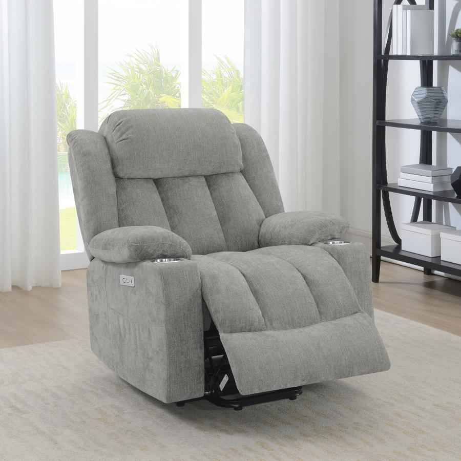 Houston Upholstered Power Lift Recliner Grey - Home & Sleep Outlet