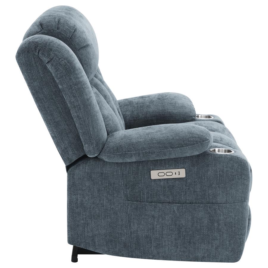 Houston Upholstered Power Lift Recliner Slate Blue - Home & Sleep Outlet