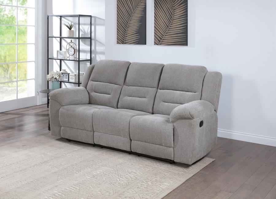 Gilson Chenille Upholstered Reclining Sofa Grey - Home & Sleep Outlet