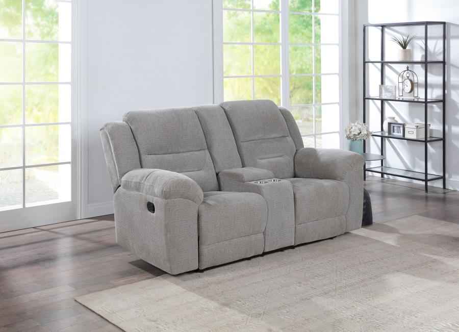 Gilson Chenille Upholstered Reclining Loveseat Grey - Home & Sleep Outlet