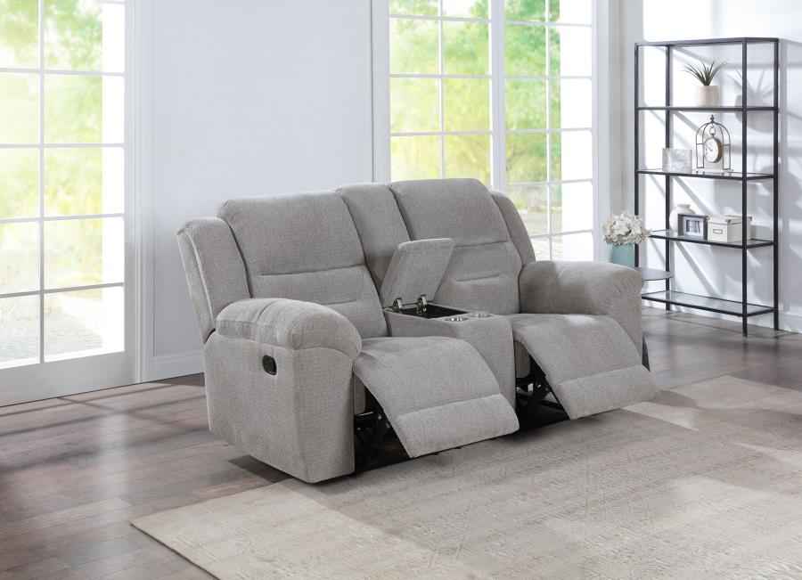Gilson Chenille Upholstered Reclining Loveseat Grey - Home & Sleep Outlet