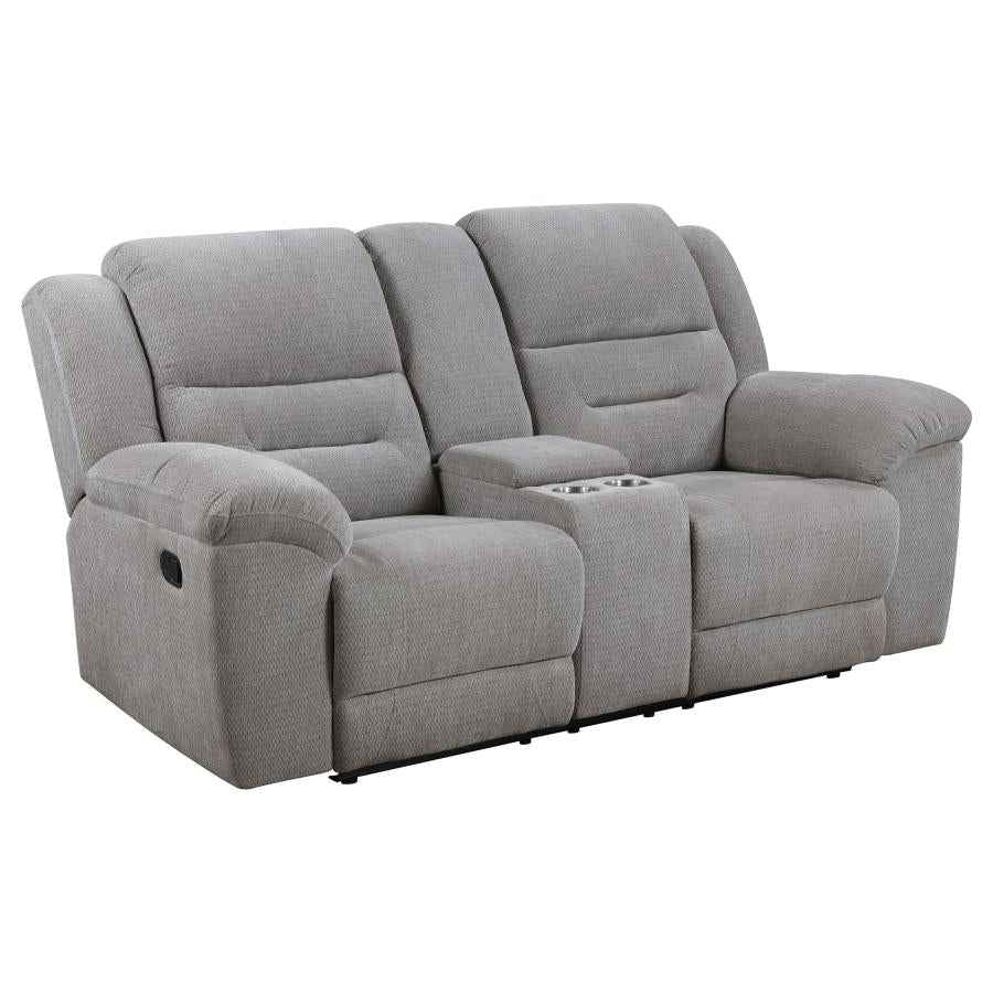 Gilson Chenille Upholstered Reclining Loveseat Grey - Home & Sleep Outlet