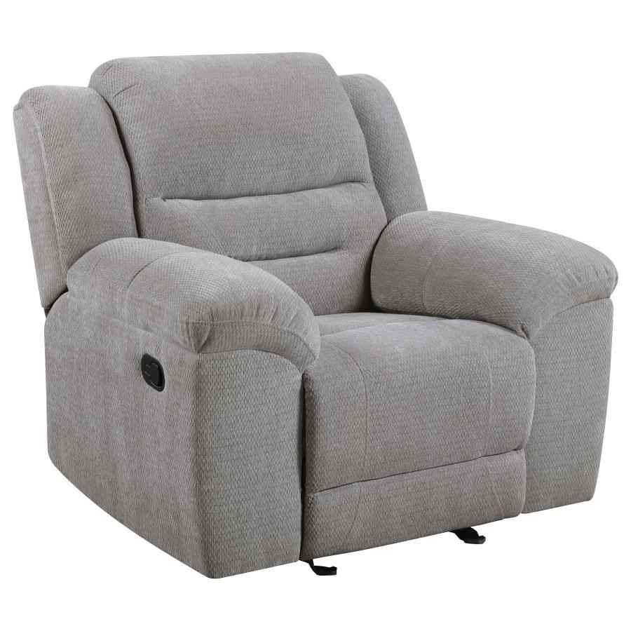 Gilson Chenille Upholstered Glider Recliner Chair Grey - Home & Sleep Outlet