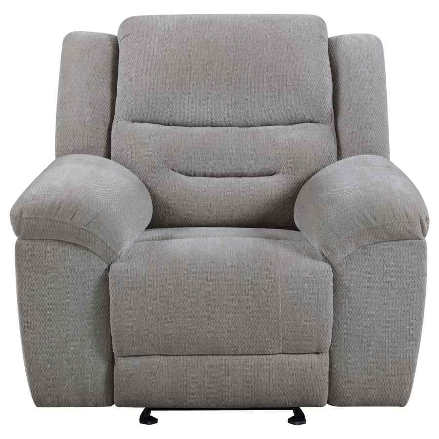 Gilson Chenille Upholstered Glider Recliner Chair Grey - Home & Sleep Outlet