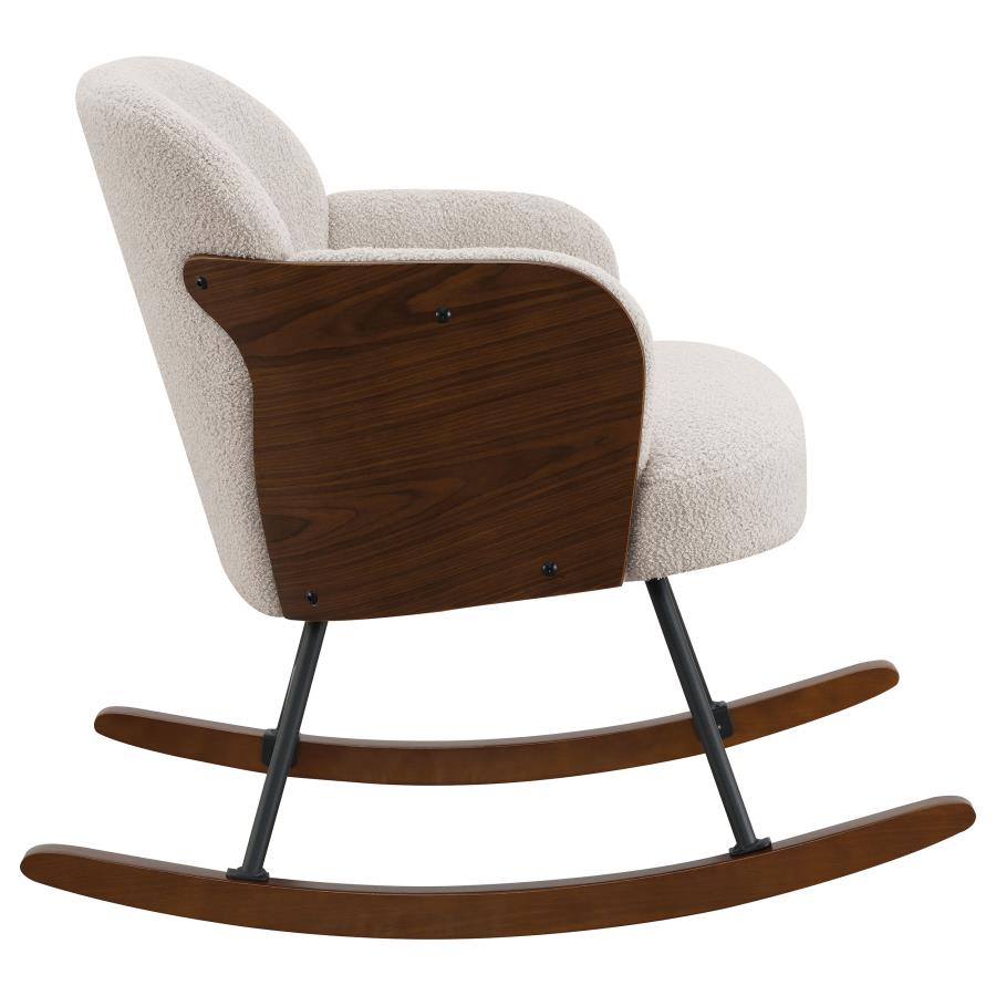 Paige Boucle Upholstered Mid Back Rocking Chair Beige - Home & Sleep Outlet