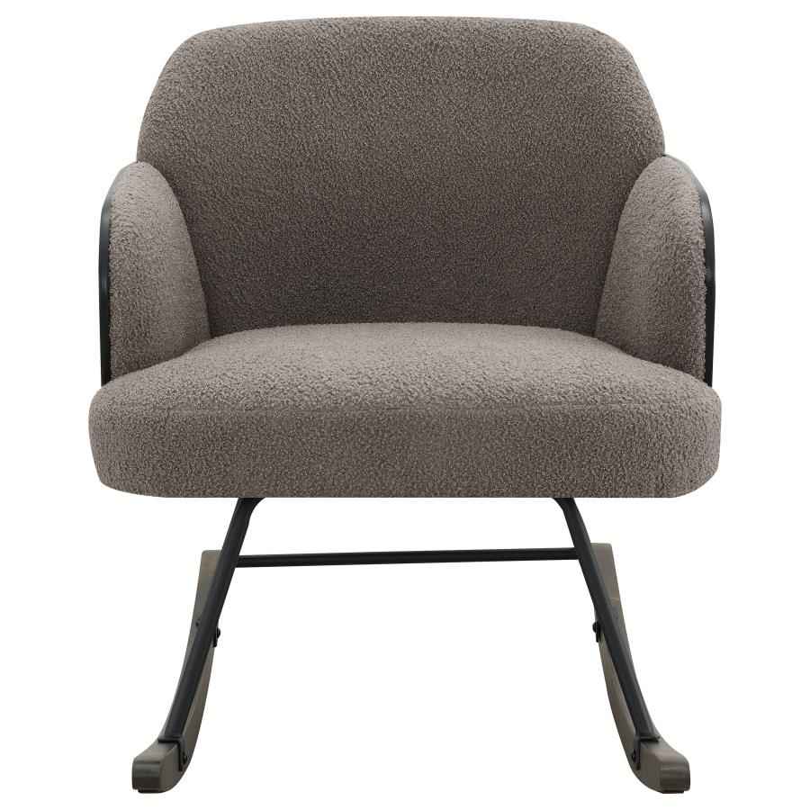Paige Boucle Upholstered Mid Back Rocking Chair Taupe - Home & Sleep Outlet