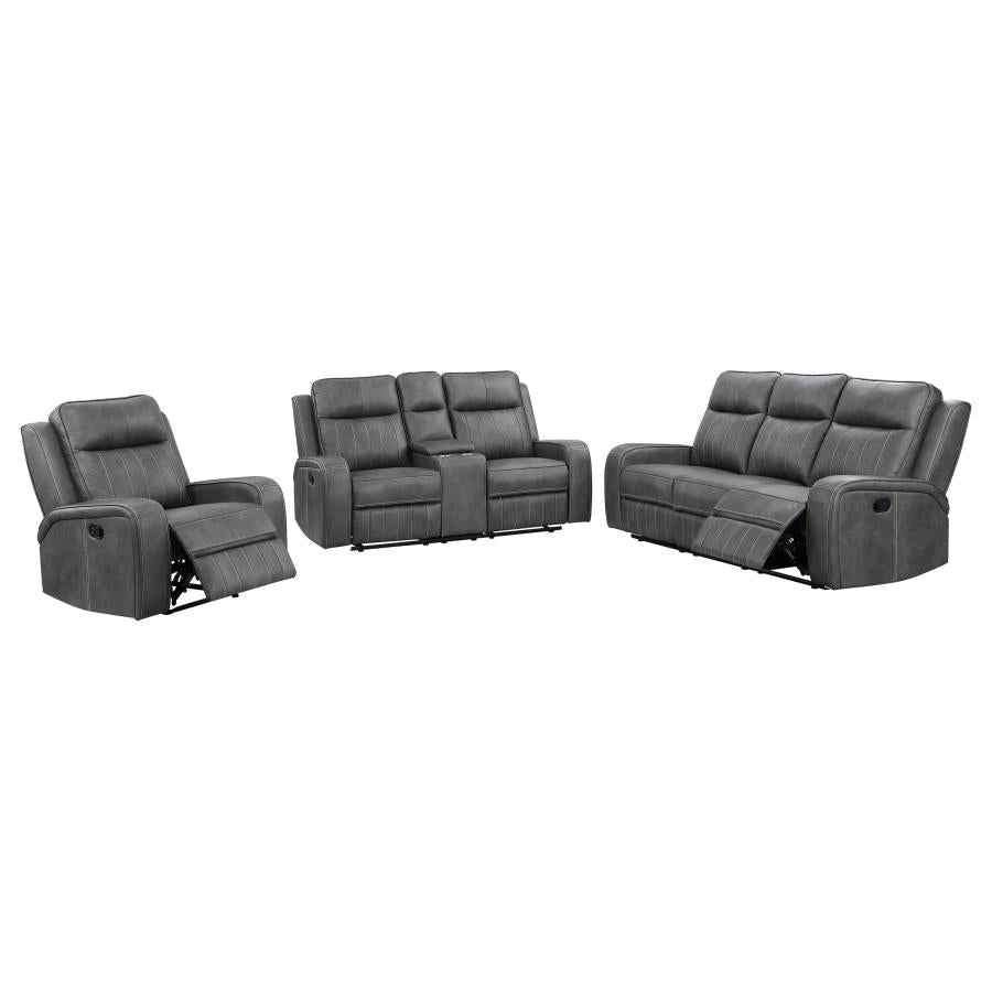 Raelynn 3-piece Upholstered Reclining Sofa Set Grey - Home & Sleep Outlet