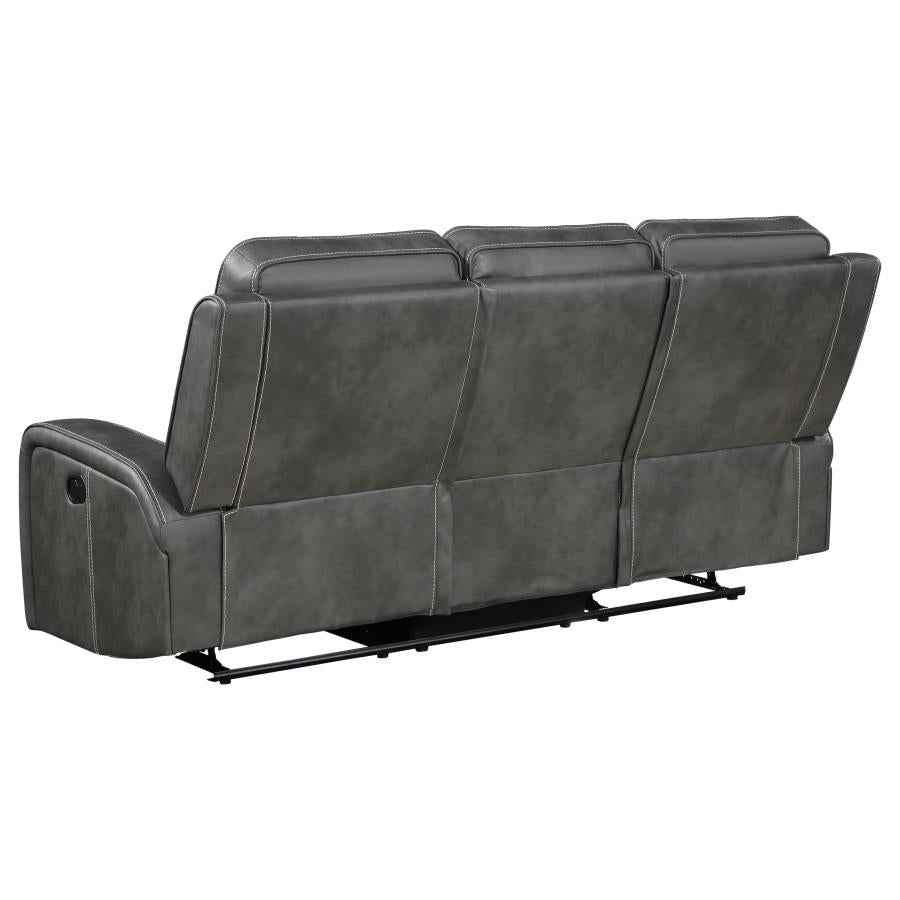 Raelynn Upholstered Track Arm Motion Sofa Grey - Home & Sleep Outlet