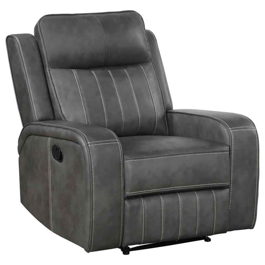 Raelynn Upholstered Track Arm Recliner Grey - Home & Sleep Outlet