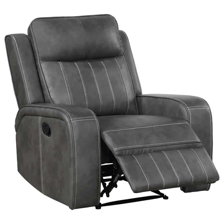 Raelynn Upholstered Track Arm Recliner Grey - Home & Sleep Outlet