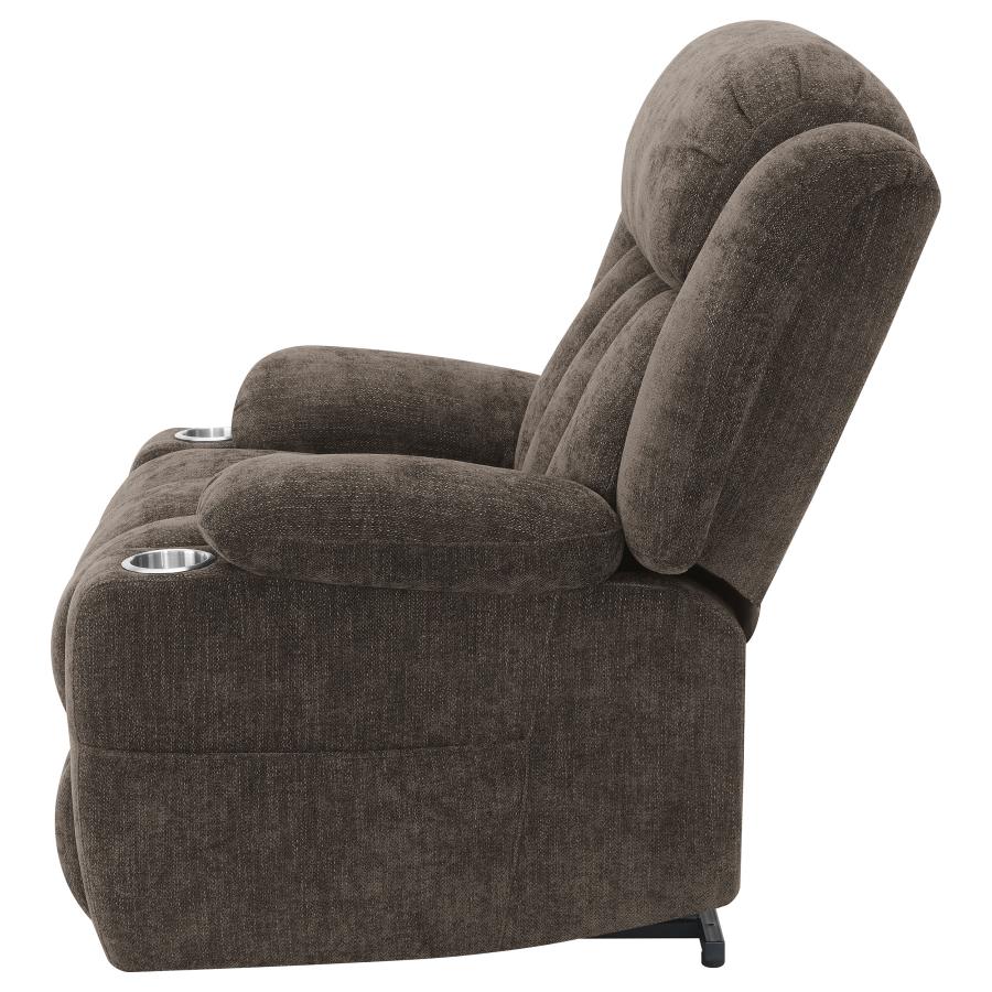 Houston Upholstered Power Lift Recliner Chair Dark Brown - Home & Sleep Outlet