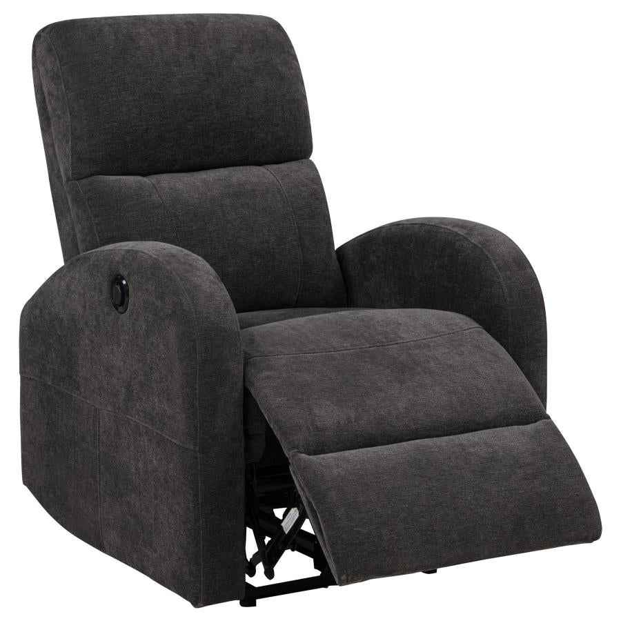 Grant Fabric Upholstered Power Recliner Chair Charcoal Grey - Home & Sleep Outlet