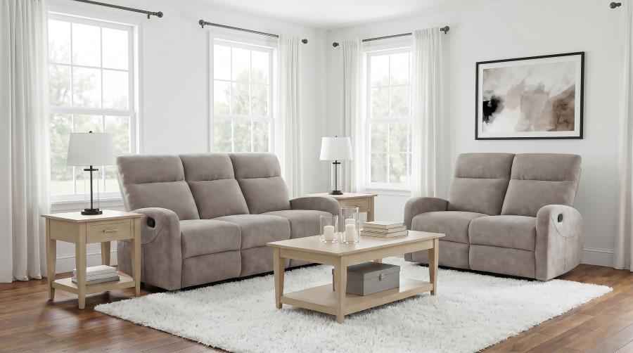Hamilton 2-piece Chenille Manual Reclining Sofa Set Sand - Home & Sleep Outlet