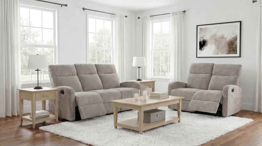 Hamilton 2-piece Chenille Manual Reclining Sofa Set Sand - Home & Sleep Outlet
