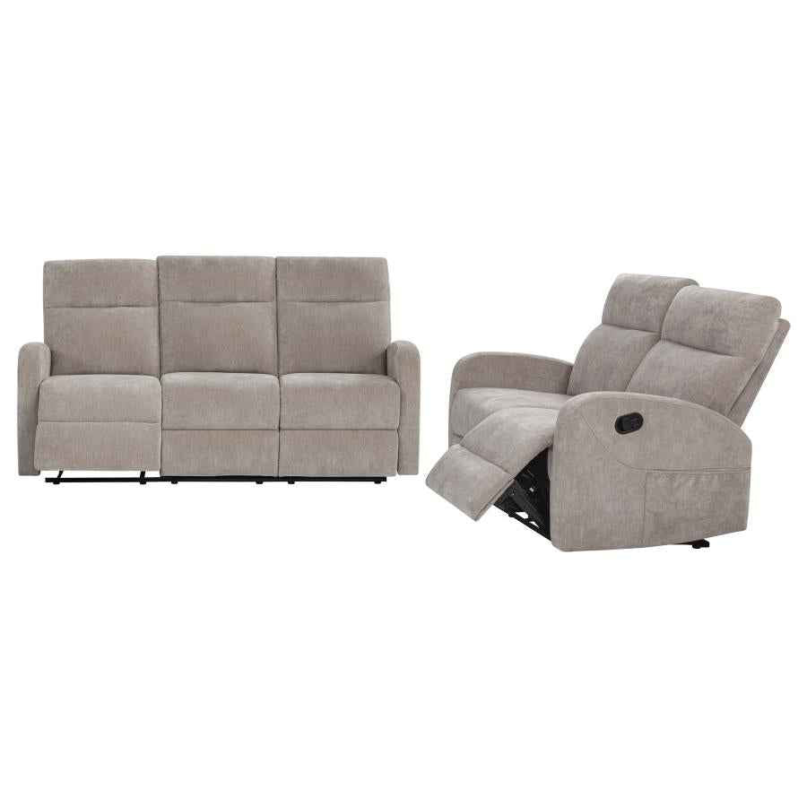 Hamilton 2-piece Chenille Manual Reclining Sofa Set Sand - Home & Sleep Outlet