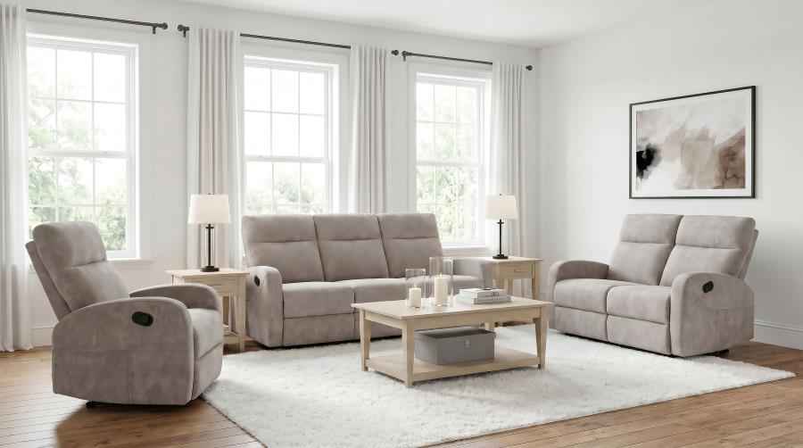 Hamilton 3-piece Chenille Manual Reclining Sofa Set Sand - Home & Sleep Outlet