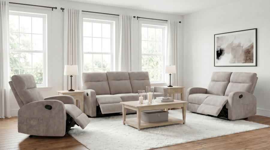 Hamilton 3-piece Chenille Manual Reclining Sofa Set Sand - Home & Sleep Outlet