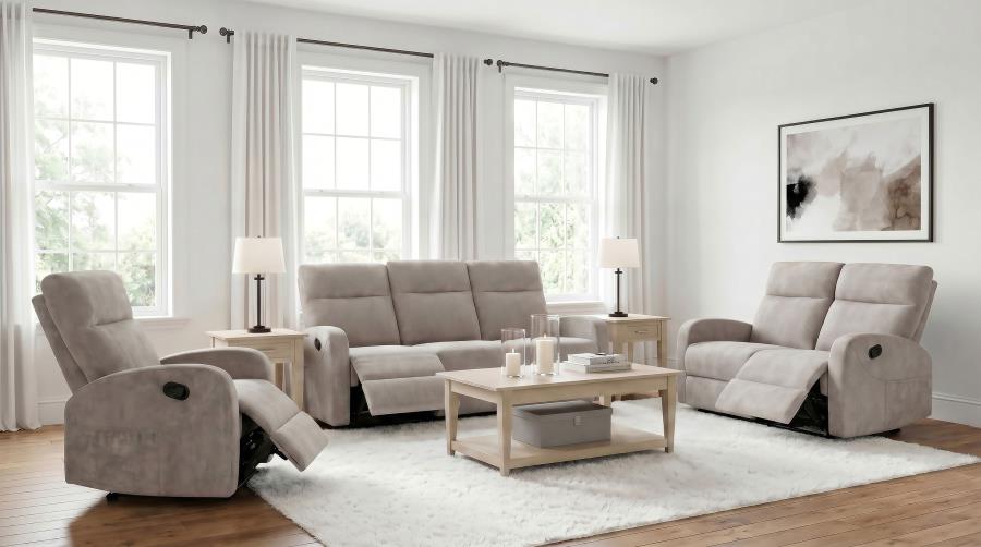 Hamilton Chenille Manual Reclining Sofa Sand - Home & Sleep Outlet