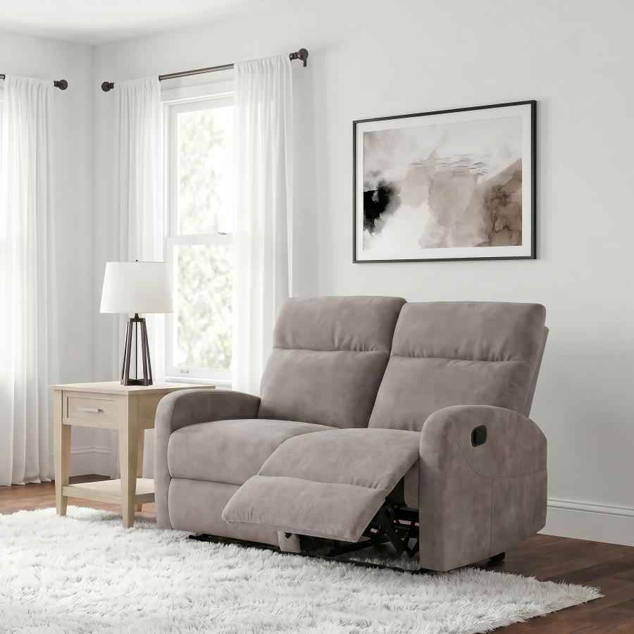 Hamilton Chenille Manual Reclining Loveseat Sand - Home & Sleep Outlet
