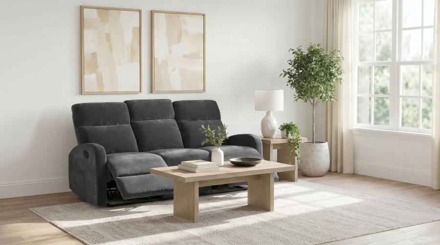 Hamilton Chenille Manual Reclining Sofa Charcoal Grey - Home & Sleep Outlet