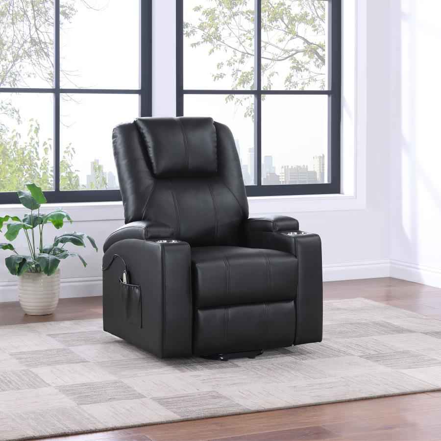 Armstrong Upholstered Power Lift Massage Recliner Espresso