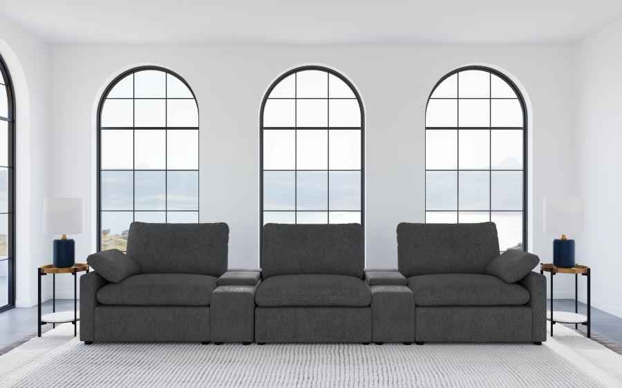 Collins 5-Piece Power Reclining Home Theater Seating Dark Grey