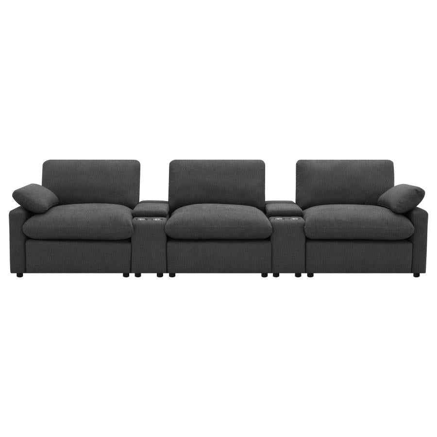 Collins 5-Piece Power Reclining Home Theater Seating Dark Grey