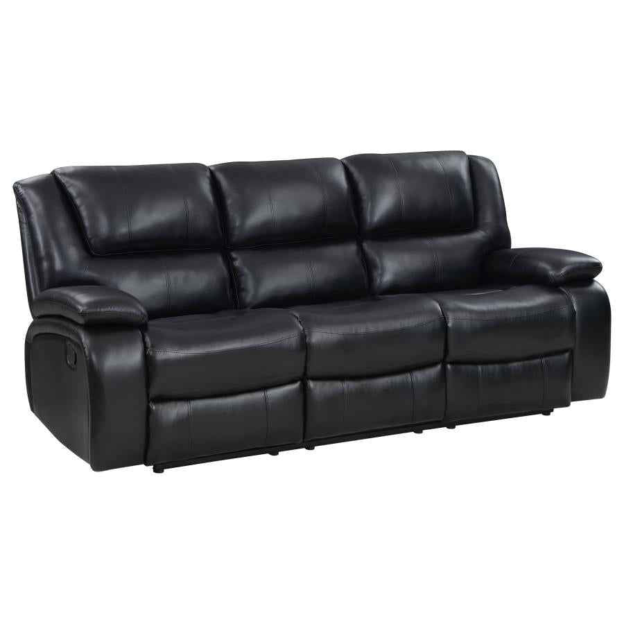 Camila 2-piece Upholstered Reclining Sofa Set Black