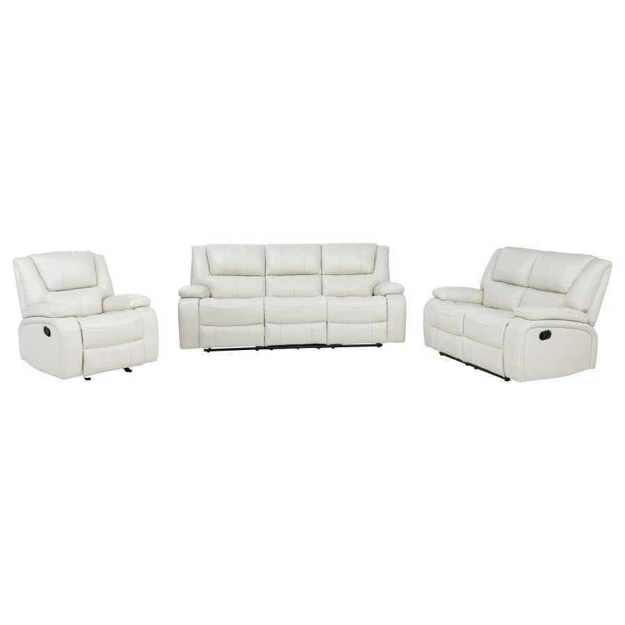 Camila 3-piece Upholstered Reclining Sofa Set White