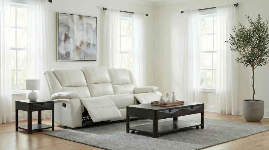 Camila Upholstered Motion Reclining Sofa White