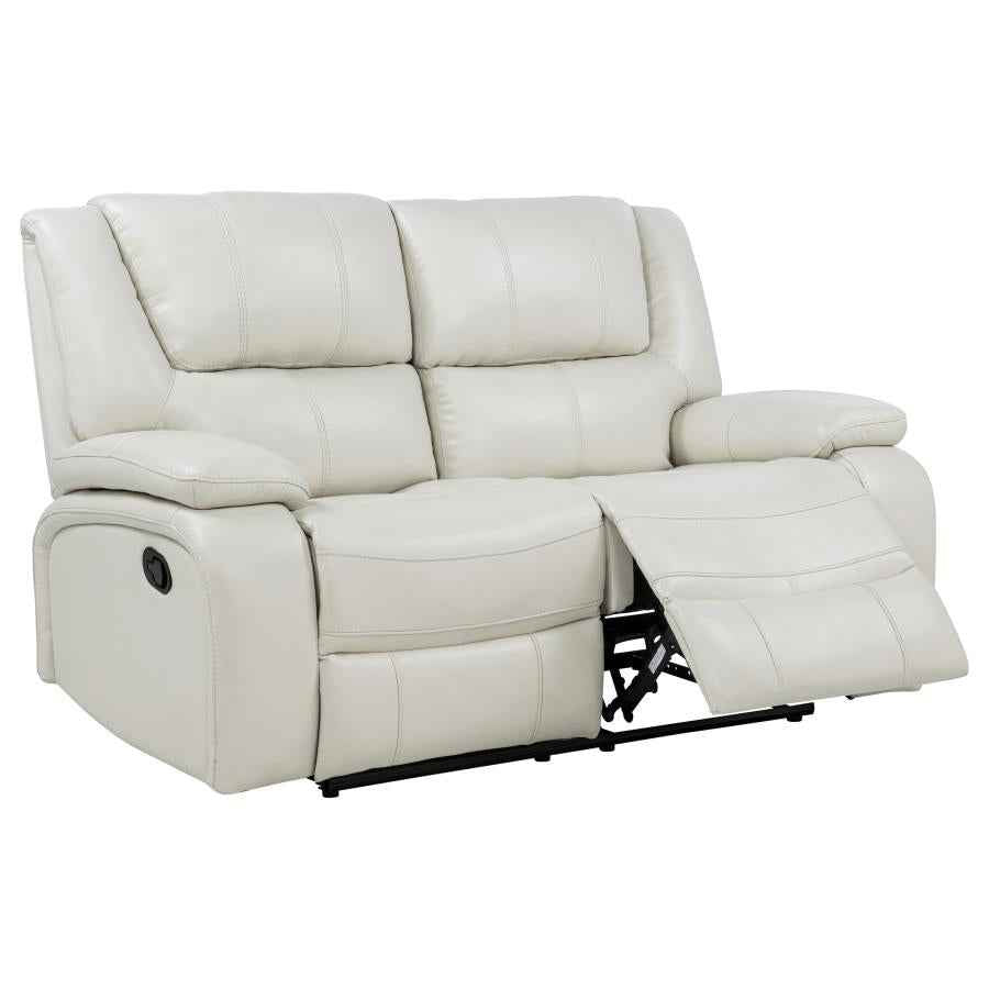 Camila Upholstered Motion Reclining Loveseat White