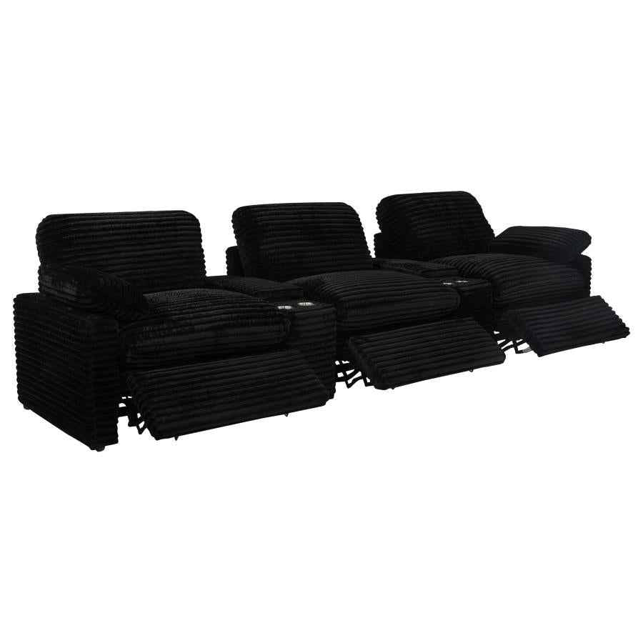 Collins 5-Piece Power Reclining Home Theater Seating Black