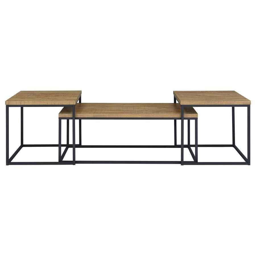 Straden 3-piece Engineered Wood Coffee Table Set Mango and Black