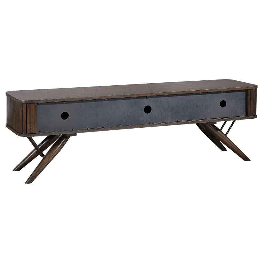 Valna Wood 71-inch TV Stand with Sliding Doors Walnut - Home & Sleep Outlet