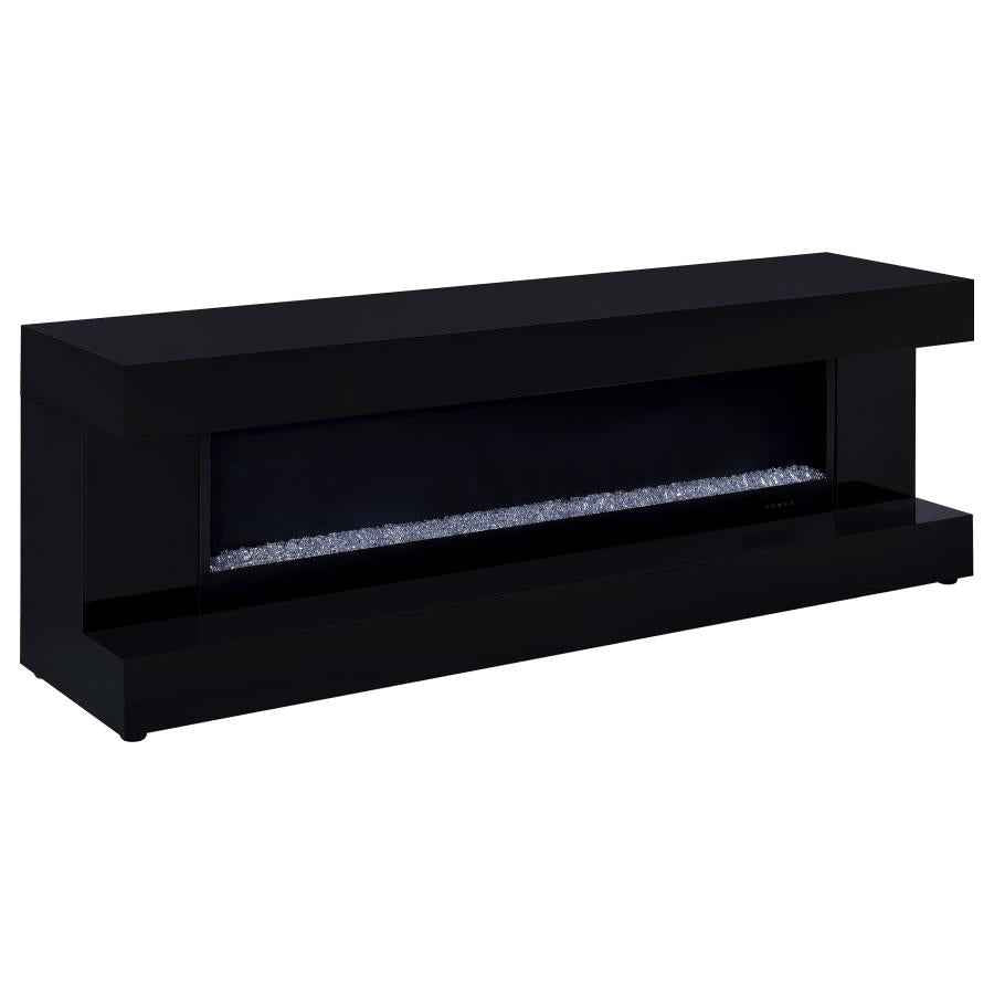 Mallory TV Stand Fireplace Console Bluetooth Speaker Black High Gloss - Home & Sleep Outlet