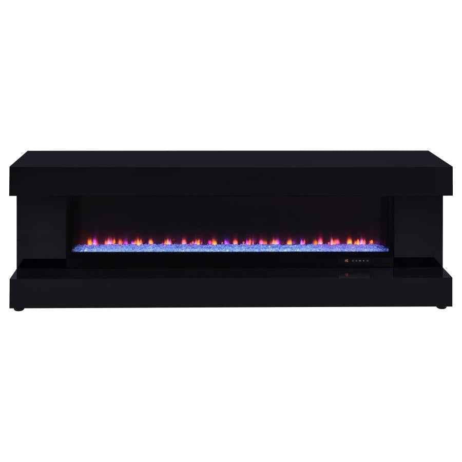 Mallory TV Stand Fireplace Console Bluetooth Speaker Black High Gloss - Home & Sleep Outlet