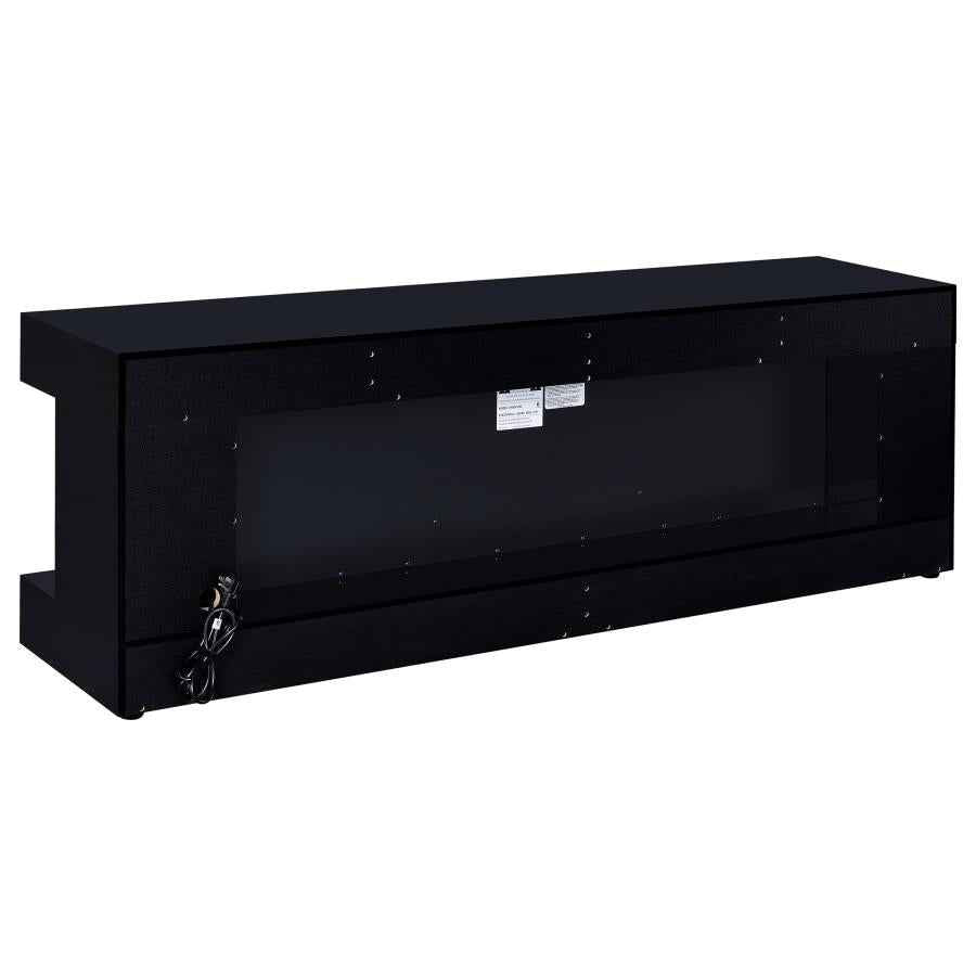 Mallory TV Stand Fireplace Console Bluetooth Speaker Black High Gloss - Home & Sleep Outlet