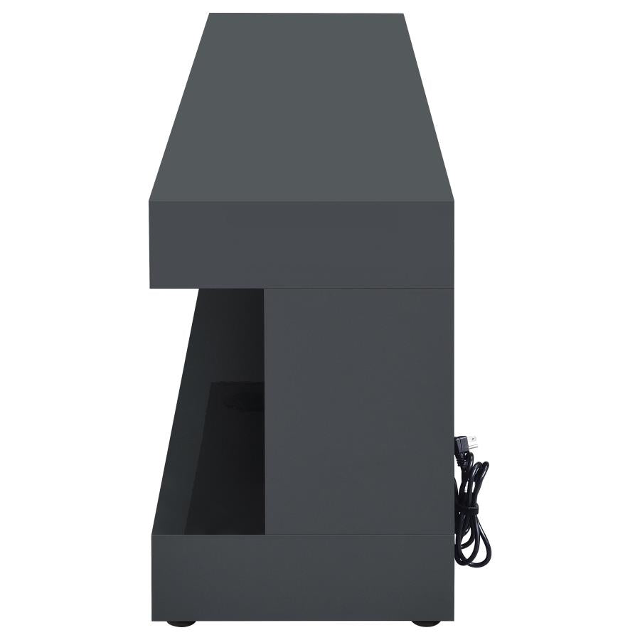 Mallory TV Stand Fireplace Console Bluetooth Speaker Grey High Gloss - Home & Sleep Outlet