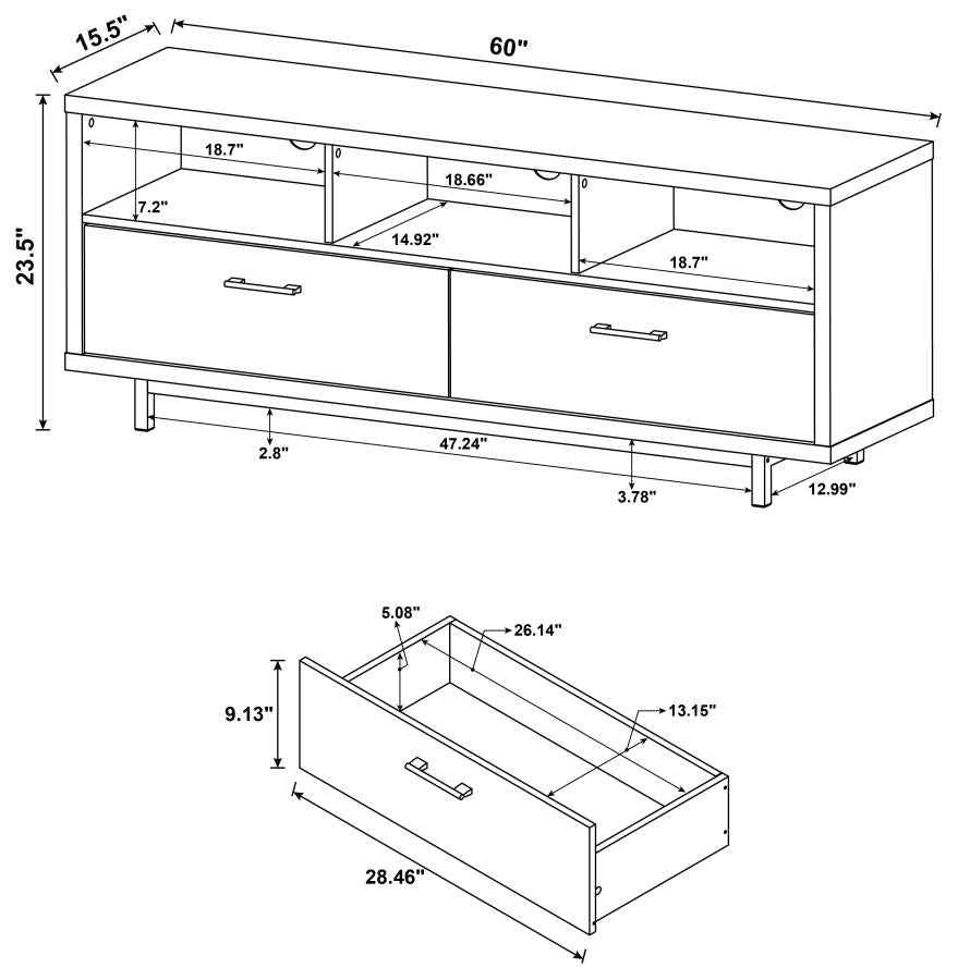Casey 2-drawer Engineered Wood 60-inch TV Stand Cappuccino - Home & Sleep Outlet