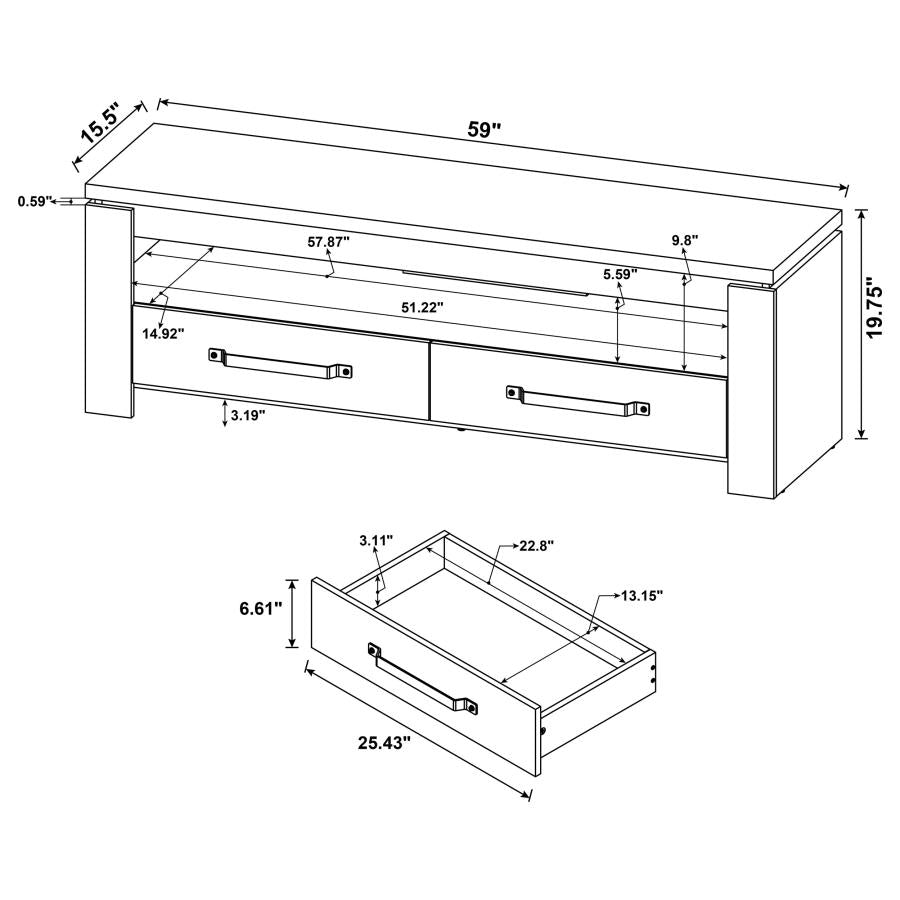 Elkton 2-drawer Engineered Wood 59-inch TV Stand Mango - Home & Sleep Outlet