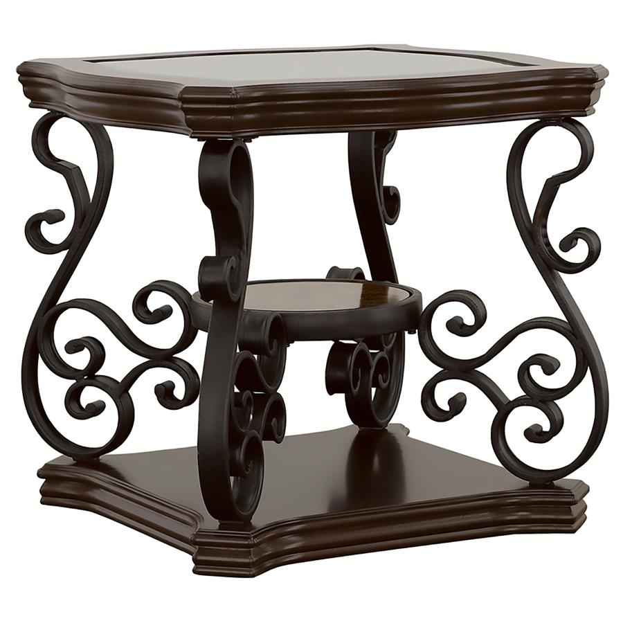 Laney 1-shelf Glass Top Square End Table Deep Merlot - Home & Sleep Outlet