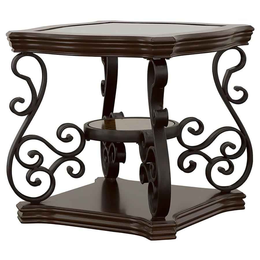 Laney 1-shelf Glass Top Square End Table Deep Merlot - Home & Sleep Outlet