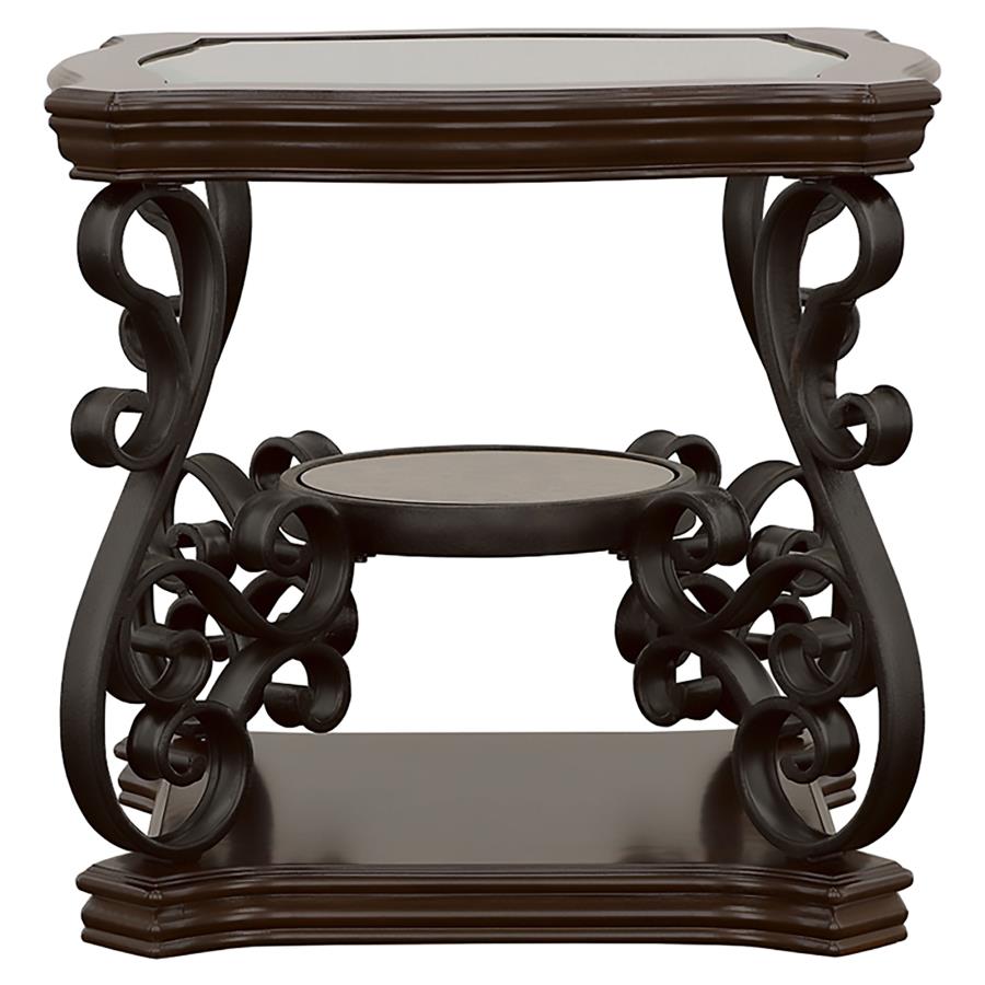 Laney 1-shelf Glass Top Square End Table Deep Merlot - Home & Sleep Outlet