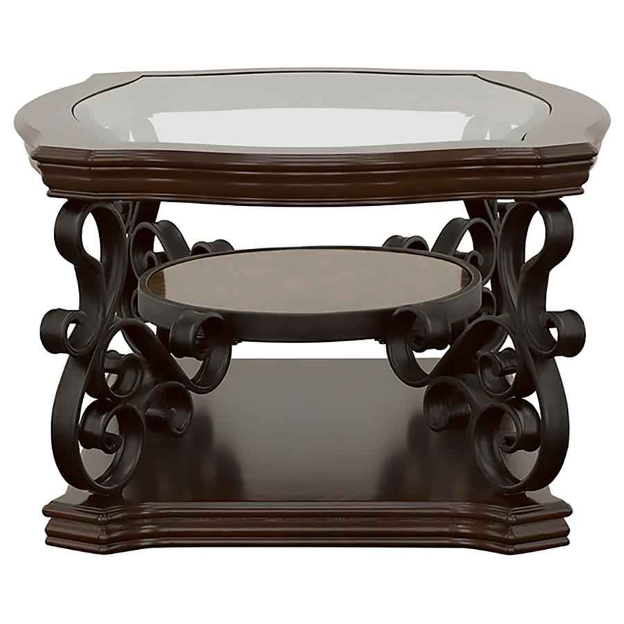 Laney 1-shelf Glass Top Rectangular Coffee Table Deep Merlot - Home & Sleep Outlet
