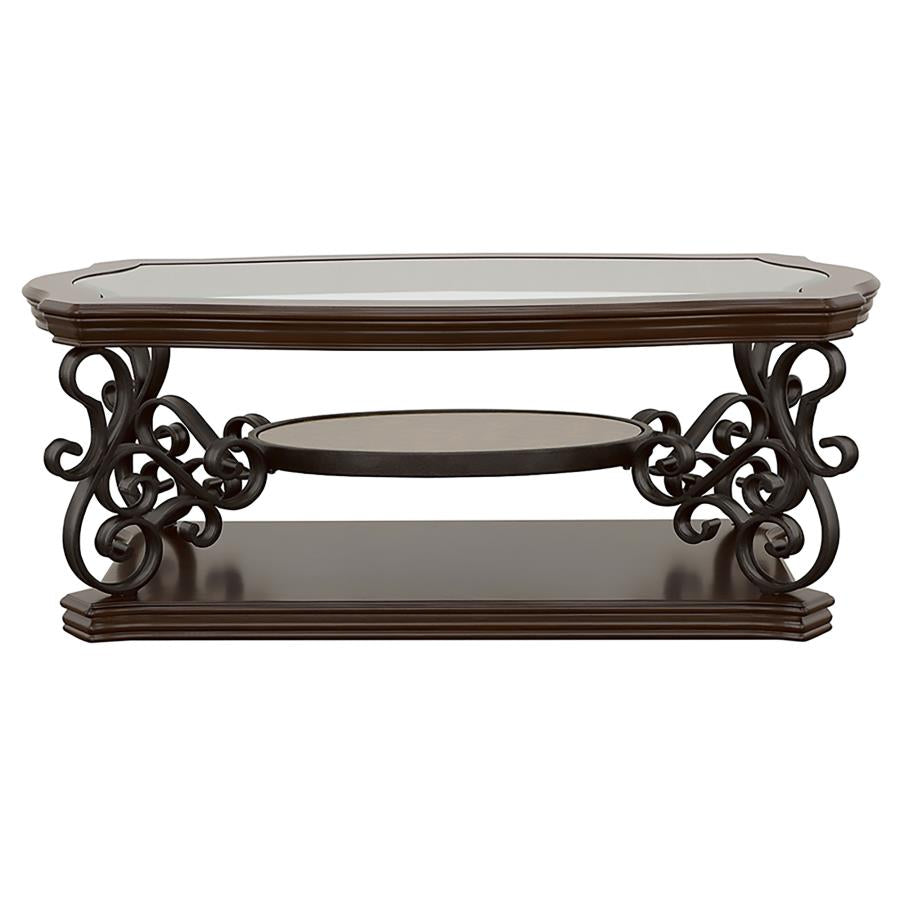 Laney 1-shelf Glass Top Rectangular Coffee Table Deep Merlot - Home & Sleep Outlet